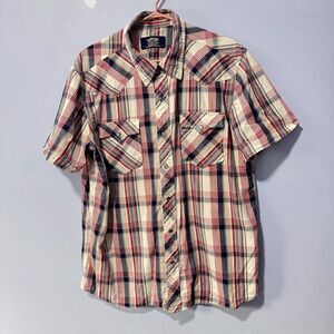 Signature Levi Strauss size large‎ mens pearl snap plaid shirt